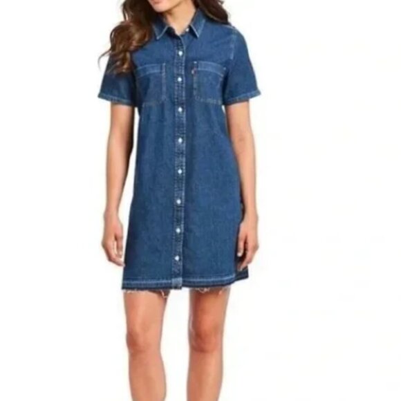 Levi's Blue Denim Shirt Dress - Picture 1 of 9